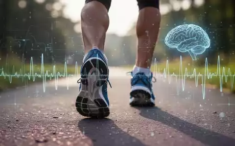 Eine Person lĂ€uft im Freien, mit einem Fokus auf die Laufschuhe und angedeutete neuronale Netzwerke im Hintergrund, die GehirnaktivitĂ€t symbolisieren. - Foto: ĂŒber boerse-global.de