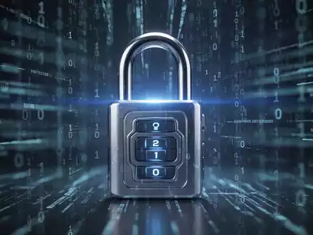 Leuchtendes digitales Vorhängeschloss über verschwommenen Datenströmen, symbolisiert digitale Sicherheit, Kontosperrung und Datenverlust. - Foto: über boerse-global.de