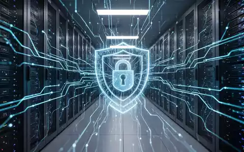 Ein modernes Rechenzentrum mit leuchtend blauen Datenleitungen, das robuste Finanzsicherheit und digitalen Schutz symbolisiert. - Foto: über boerse-global.de