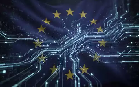 Ein abstraktes Bild, das den Fluss sensibler medizinischer Daten durch sichere digitale Pfade darstellt, mit einem Hauch der EU-Flagge. - Foto: über boerse-global.de