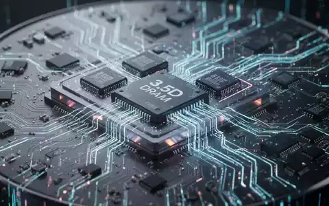 Nahaufnahme eines Hightech-Siliziumwafers mit komplexen Schaltkreisen und leuchtenden Datenpfaden von 3,5D-Chiplets und 3D-DRAM. - Foto: über boerse-global.de