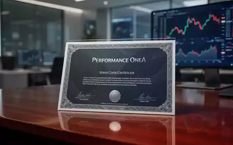 Eine einzelne, moderne Performance OneA-Aktienurkunde auf einem polierten Schreibtisch, mit einem unscharfen Büro im Hintergrund. - Foto: über boerse-global.de