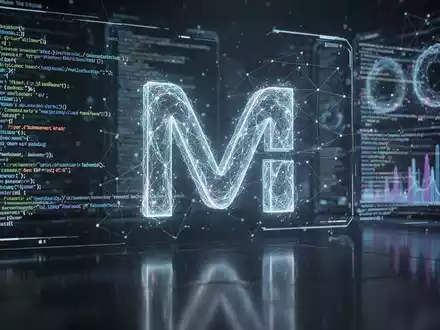 Digitale Oberfläche mit Code und Daten, leuchtendem neuronalen Netz-Overlay und dezentem, lichtbasiertem 'M' oder Windows-Logo. - Foto: über boerse-global.de