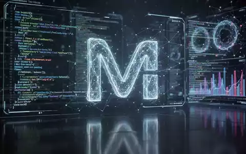 Digitale Oberfläche mit Code und Daten, leuchtendem neuronalen Netz-Overlay und dezentem, lichtbasiertem 'M' oder Windows-Logo. - Foto: über boerse-global.de