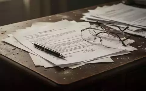 Ein alter Holzschreibtisch mit verstreuten juristischen Dokumenten, einem Stift und einer Brille, der die Komplexität des Erbrechts darstellt. - Foto: über boerse-global.de