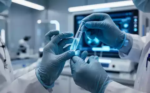 Nahaufnahme der behandschuhten Hände eines Wissenschaftlers, der in einem Labor eine Flüssigkeit in einem Reagenzglas untersucht, mit verschwommener High-Tech-Ausrüstung im Hintergrund. - Foto: über boerse-global.de