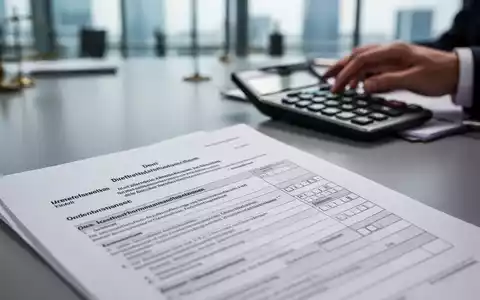 Nahaufnahme eines juristischen Dokuments mit deutschem Text, möglicherweise ein Steuerformular, vor einem unscharfen Bürohintergrund. - Foto: über boerse-global.de
