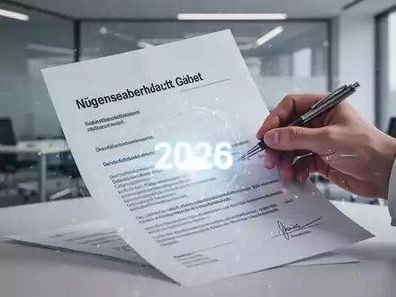Ein stilisiertes Bild eines deutschen Rechtsdokuments oder Vertrags, teilweise von einer Hand mit einem Stift verdeckt, symbolisiert neue Arbeitsgesetze und Arbeitnehmerrechte. - Foto: über boerse-global.de