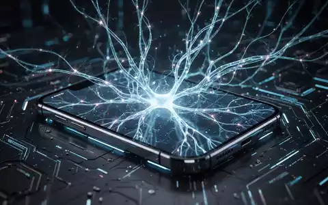 Ein Smartphone-Bildschirm mit leuchtenden Linien, die lokale KI-Integration und fortschrittliche Technologie symbolisieren. - Foto: über boerse-global.de