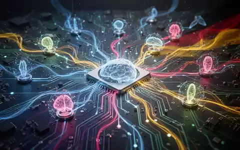 Stilisierte, leuchtende Leiterplatte mit Knotenpunkten für KI, Quantencomputing und Biotechnologie. - Foto: über boerse-global.de