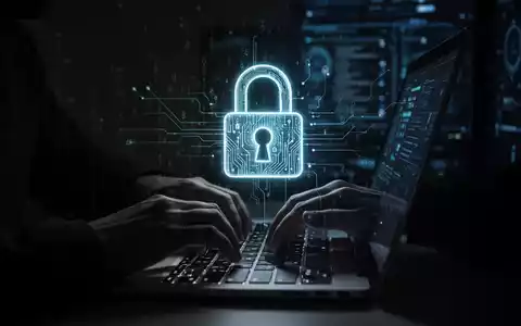 Verschattete Gestalt tippt auf Laptop, leuchtendes Vorhängeschloss-Symbol auf dem Bildschirm, symbolisiert Ransomware-Angriff. - Foto: über boerse-global.de