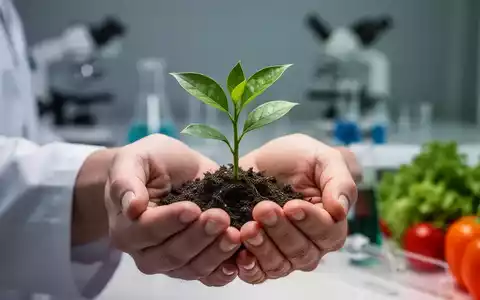 Hände halten vorsichtig einen kleinen, grünen Pflanzenkeimling, der Gesundheit und Forschung im Kontext von Rheuma und Fasten symbolisiert. - Foto: über boerse-global.de