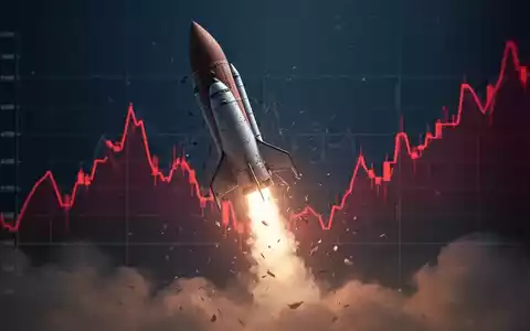Eine stilisierte Rakete mit einem subtil überlagerten roten Finanzdiagramm, das nach unten zeigt, symbolisiert einen Marktrückgang. - Foto: über boerse-global.de