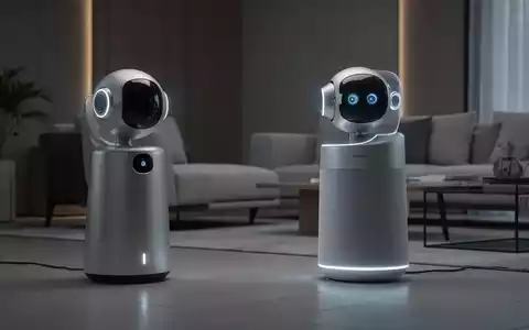 Ein minimalistischer, bildschirmloser Smart Speaker mit dezenten Roboter-Merkmalen, der sanft in einem modernen Wohnzimmer leuchtet. - Foto: über boerse-global.de