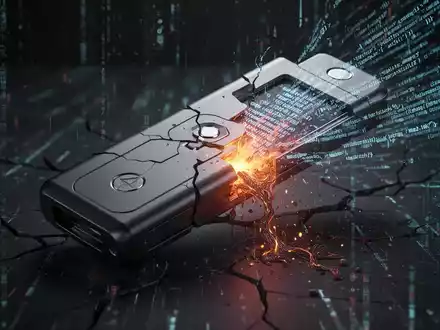 Sichere Kryptowährungs-Hardware-Wallet mit glühendem, austretendem Schadcode, symbolisiert einen Cyberangriff. - Foto: über boerse-global.de