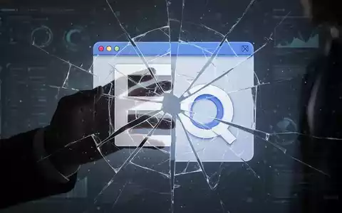 Eine schattenhafte Hand greift nach einem fragmentierten Browser-Symbol, das betrügerisches Design und Manipulation der Nutzerwahl symbolisiert. - Foto: über boerse-global.de