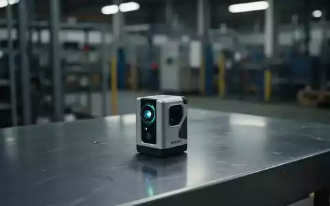 Ein einzelner moderner Sensor auf einer Metalloberfläche in einer Fabrikumgebung, der Präzision und technologische Spannung vermittelt. - Foto: über boerse-global.de