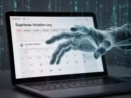 Eine Hand, die aus einem digitalen Kalender auf einem Bildschirm greift, symbolisiert Cyberkriminalität und Phishing-Angriffe. - Foto: über boerse-global.de