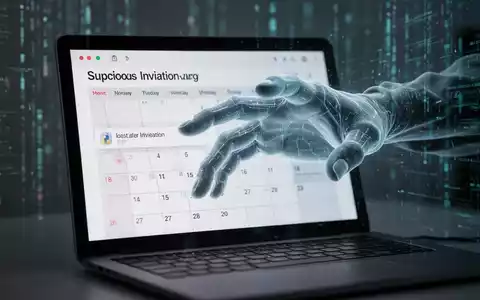 Eine Hand, die aus einem digitalen Kalender auf einem Bildschirm greift, symbolisiert Cyberkriminalität und Phishing-Angriffe. - Foto: über boerse-global.de