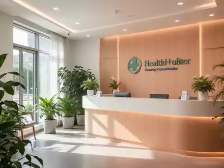 Ein moderner, einladender Empfangsbereich eines Gesundheitszentrums mit viel natürlichem Licht und Pflanzen. - Foto: über boerse-global.de