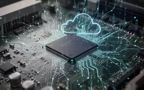 Nahaufnahme eines Vintage-Computer-Motherboards mit leuchtenden Schaltkreisen und Datenströmen, Symbol für Software-Optimierung älterer Hardware. - Foto: über boerse-global.de