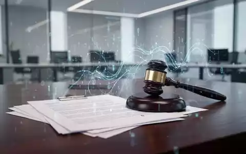 Ein stilisiertes Bild von Gesetzestexten und einem Hammer auf einem Schreibtisch mit digitaler Datendarstellung. - Foto: über boerse-global.de