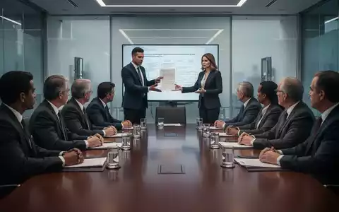 Eine Gruppe von Geschäftsleuten und Arbeitnehmervertretern sitzt an einem Konferenztisch, während zwei Mediatoren eine Diskussion leiten. - Foto: über boerse-global.de