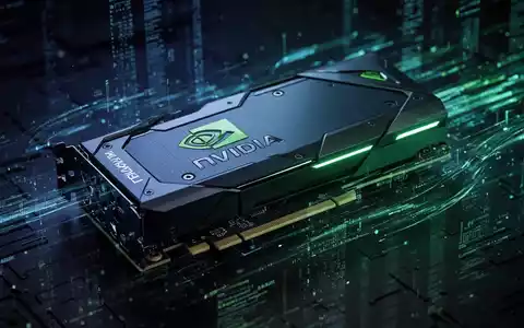Nahaufnahme einer NVIDIA Blackwell GPU, die blau und grün leuchtet, vor dunklem, futuristischem Hintergrund. - Foto: über boerse-global.de