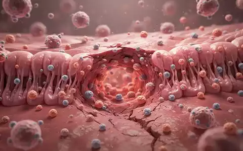 Mikroskopische Ansicht von entzündetem Darmgewebe mit Immunzellen und geschädigter Schleimhaut. - Foto: über boerse-global.de