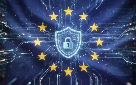 Abstrakte Darstellung von Datenströmen und KI-Regulierungen mit einem subtilen EU-Flaggenmotiv, symbolisiert Compliance und digitale Sicherheit. - Foto: über boerse-global.de