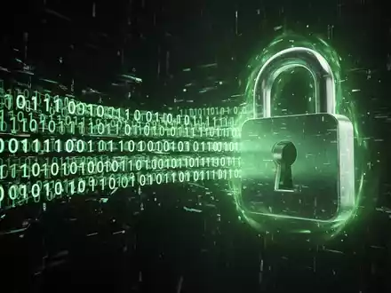 Stilisierte digitales Vorhängeschloss mit Binärcode, umgeben von grünem Licht, symbolisiert Software-Sicherheitspatch. - Foto: über boerse-global.de