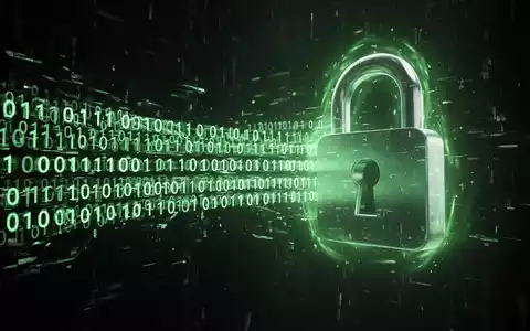 Stilisierte digitales Vorhängeschloss mit Binärcode, umgeben von grünem Licht, symbolisiert Software-Sicherheitspatch. - Foto: über boerse-global.de