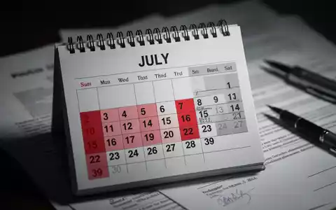 Ein stilisierter Kalender mit hervorgehobenen Juli, im Hintergrund verschwommene juristische Dokumente und ein Stift, der Gesetzesänderungen symbolisiert. - Foto: über boerse-global.de