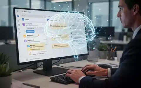 Ein stilisiertes, leuchtendes neuronales Netz, das über einem E-Mail-Posteingang auf einem Computerbildschirm liegt. - Foto: über boerse-global.de