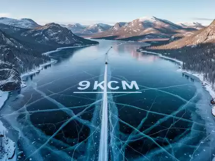 Luftaufnahme eines gefrorenen Sees in den Bergen mit einem 9-Kilometer-Korridor auf der Oberfläche, der Ressourcenerkundung andeutet. - Foto: über boerse-global.de