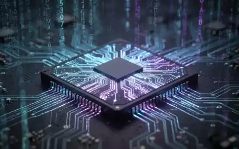 Nahaufnahme eines fortschrittlichen Mikrochips, der mit blauen und violetten Lichtmustern leuchtet und KI-Rechenleistung sowie technologischen Fortschritt symbolisiert. - Foto: über boerse-global.de