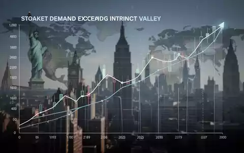 Abstrakte Darstellung eines Finanzdiagramms, das Nachfrage über Substanzwert zeigt, mit angedeuteten nordamerikanischen Wahrzeichen im Hintergrund. - Foto: über boerse-global.de