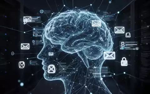 Stilisierte digitale Netzwerkstruktur in Blau mit abstrakten E-Mail- und Aufgaben-Symbolen für vernetzte Kommunikation und Projektmanagement. - Foto: über boerse-global.de