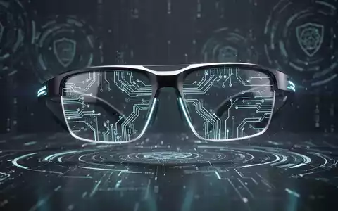 Nahaufnahme einer futuristischen Smart Brille mit leuchtenden Schaltkreisen, die Technologie und Regulierung symbolisiert. - Foto: über boerse-global.de