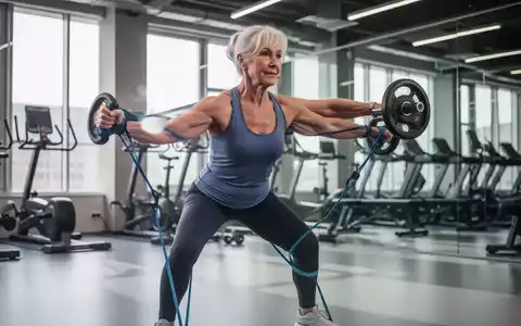 Eine ältere Frau trainiert mit leichten Gewichten in einem modernen Fitnessstudio, um ihre Muskulatur und Stabilität zu verbessern. - Foto: über boerse-global.de
