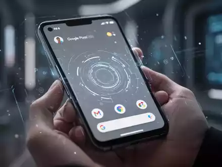 Ein Smartphone mit einer futuristischen Benutzeroberfläche in einer Hand, vor einem unscharfen, modernen Hintergrund. - Foto: über boerse-global.de