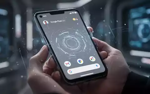 Ein Smartphone mit einer futuristischen Benutzeroberfläche in einer Hand, vor einem unscharfen, modernen Hintergrund. - Foto: über boerse-global.de