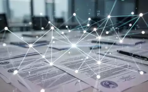 Abstrakte Darstellung von Digitalisierung und Effizienz, mit leuchtenden Linien und Datenpunkten, die ein Netzwerk über Dokumenten bilden. - Foto: über boerse-global.de
