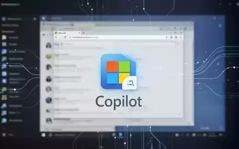 Microsoft Copilot KI-Symbol über einem Webbrowser, mit verschwommener Windows-Oberfläche im Hintergrund, symbolisiert den Einfluss von KI auf Browser-Standards. - Foto: über boerse-global.de