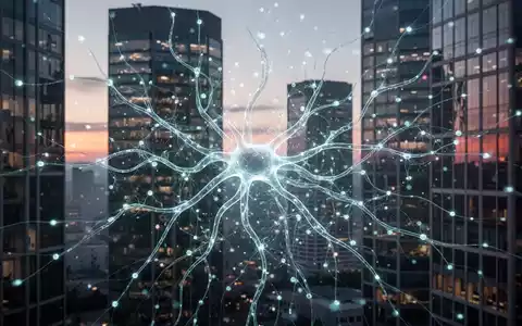 Eine futuristische Darstellung von KI-Technologie, die sich über die Skyline einer Stadt erstreckt und die Auswirkungen der KI auf Unternehmen symbolisiert. - Foto: über boerse-global.de