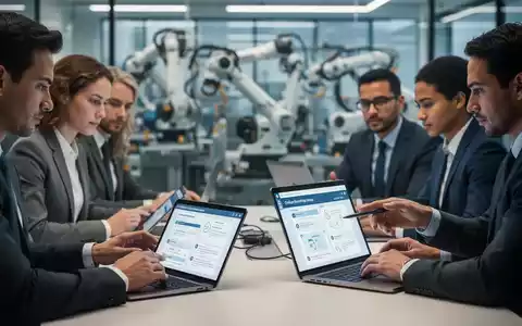 Eine Gruppe von Fachleuten in einem modernen Bürogebäude, die digitale Sicherheitsdokumente auf Tablets und Laptops prüft. - Foto: über boerse-global.de