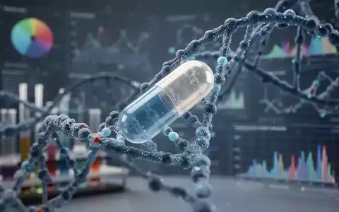 Eine Nahaufnahme einer DNA-Helix, die sich mit einer stilisierten Nährstoffkapsel verflechtet, vor einem verschwommenen Laborhintergrund. - Foto: über boerse-global.de