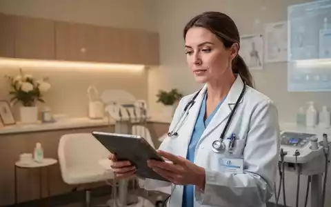 Eine Ărztin in einer modernen gynĂ€kologischen Praxis, die ein Tablet betrachtet, symbolisiert integrative Medizin und technologischen Fortschritt. - Foto: ĂŒber boerse-global.de