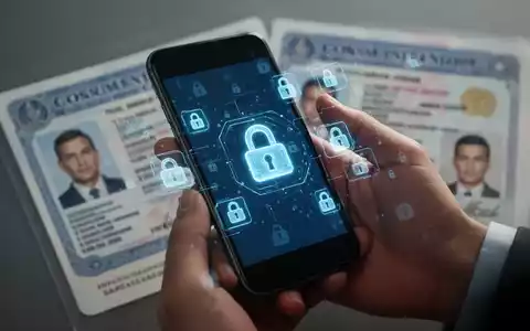 Handy mit digitalen Schlosssymbolen in der Hand, symbolisiert Handy-Sperrverordnungen und Identitätsprüfung. - Foto: über boerse-global.de