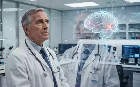 Ein nachdenklicher Neurologe, der mit digitalen Überlagerungen von neuronalen Netzen und Gehirnaktivität in die Ferne blickt. - Foto: über boerse-global.de